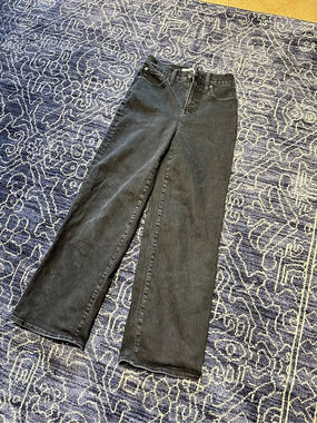 Madewell The Perfect Vintage Wide-Leg Jean Black Jeans Waist 26